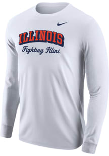 Nike Illinois Fighting Illini White Cursive Wordmark Long Sleeve T Shirt