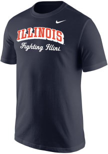 Nike Illinois Fighting Illini Navy Blue Cursive Wordmark Short Sleeve T Shirt
