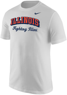 Nike Illinois Fighting Illini White Cursive Wordmark Short Sleeve T Shirt