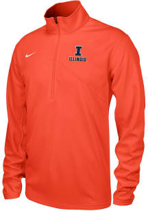 Nike Illinois Fighting Illini Mens Orange Mascot Wordmark Long Sleeve 1/4 Zip Pullover