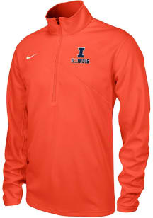 Nike Illinois Fighting Illini Mens Orange Mascot Wordmark Long Sleeve Qtr Zip Pullover