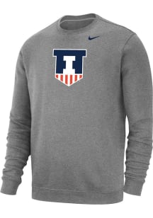 Mens Illinois Fighting Illini Grey Nike Shield Crew Sweatshirt