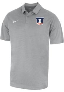 Mens Illinois Fighting Illini Grey Nike Shield Short Sleeve Polo Shirt