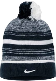 Nike KC Current Navy Blue Stripe Cuff Pom Mens Knit Hat