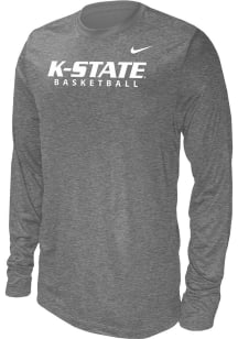 Nike K-State Wildcats Grey Stacked Basketball Long Sleeve T-Shirt