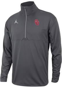 Nike Oklahoma Sooners Mens Grey Jordan Half Long Sleeve 1/4 Zip Pullover