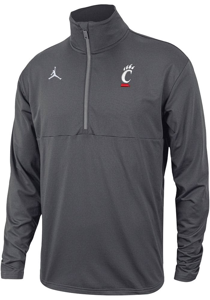 Nike Cincinnati Bearcats Mens Grey Jordan Half Long Sleeve 1/4 Zip Pullover