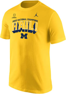 Nike Michigan Wolverines Gold 2023 National Champions Hail Jordan Short Sleeve T Shirt