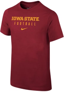 Nike Iowa State Cyclones Youth Cardinal Football Sport Drop Short Sleeve T-Shirt