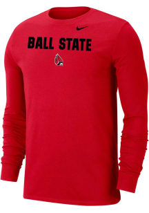 Nike Ball State Cardinals Red Primary Logo Long Sleeve T Shirt