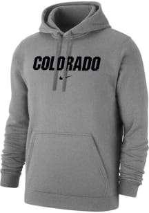 Nike Colorado Buffaloes Mens Grey Wordmark Club Fleece Long Sleeve Hoodie