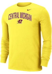 Nike Central Michigan Chippewas Gold Dri-Fit Cotton Long Sleeve T Shirt