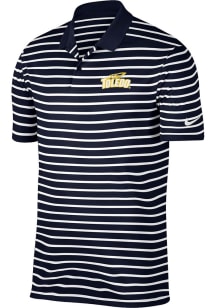 Nike Toledo Rockets Mens Navy Blue Stripe Primary Logo Short Sleeve Polo