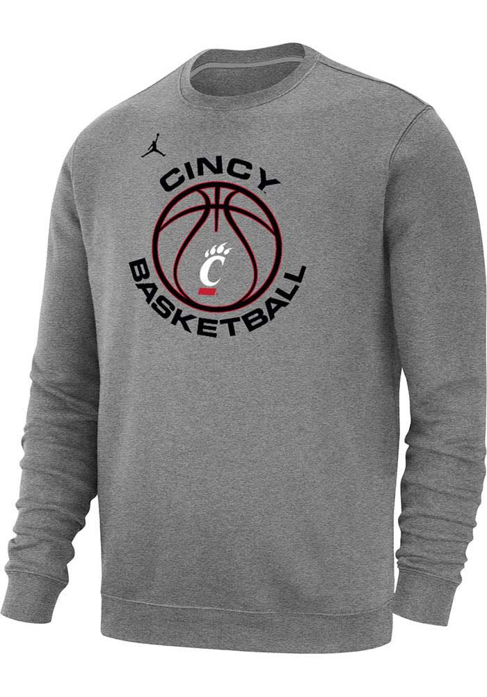 Nike Cincinnati Bearcats Mens Grey Club Fleece Long Sleeve Crew Sweatshirt