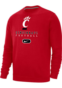 Nike Cincinnati Bearcats Mens Red Club Fleece Long Sleeve Crew Sweatshirt