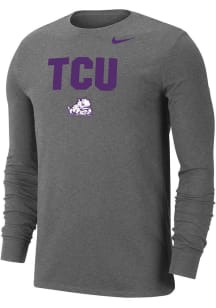Nike TCU Horned Frogs Grey Core Flat Mascot Long Sleeve T Shirt