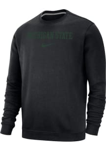 Mens Michigan State Spartans Black Nike Club Fleece Crew Sweatshirt