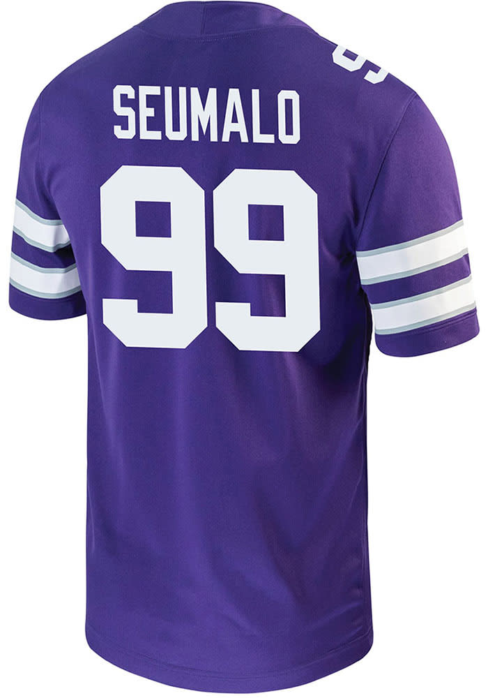 Uso Seumalo Mens PURPLE K-State Wildcats NIL Game Football Jersey