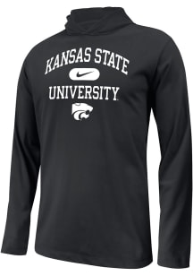 Youth K-State Wildcats Black Nike Authentic Lt Weight Long Sleeve Hooded Sweatshirt