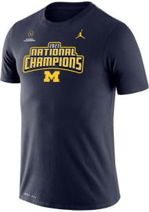 Nike Michigan Wolverines Navy Blue 2023 National Champions Outline Jordan Short Sleeve T Shirt