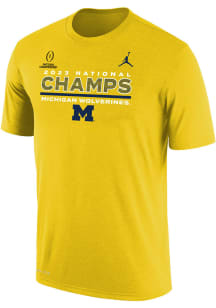 Nike Michigan Wolverines Gold 2023 National Champions Champs Jordan Short Sleeve T Shirt