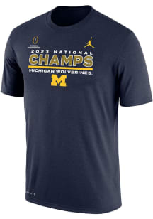 Nike Michigan Wolverines Navy Blue 2023 National Champions Champs Jordan Short Sleeve T Shirt