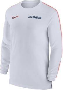 Mens Illinois Fighting Illini White Nike DriFIT Coach UV Long Sleeve T-Shirt