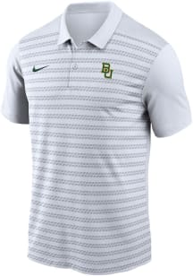 Nike Baylor Bears Mens White DriFIT Victory Stripe Short Sleeve Polo