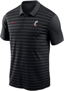 Mens Cincinnati Bearcats Black Nike DriFIT Victory Stripe Short Sleeve Polo Shirt