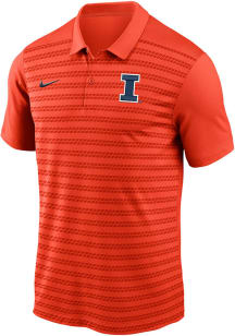 Nike Illinois Fighting Illini Mens Orange DriFIT Victory Stripe Short Sleeve Polo