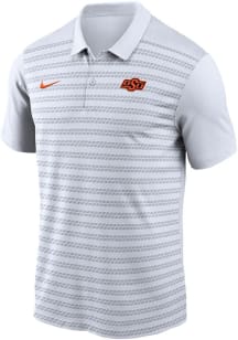 Nike Oklahoma State Cowboys Mens White DriFIT Victory Stripe Short Sleeve Polo