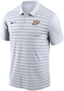 Mens Purdue Boilermakers White Nike DriFIT Victory Stripe Short Sleeve Polo Shirt