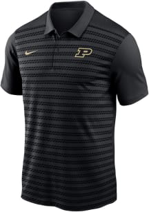 Mens Purdue Boilermakers Black Nike DriFIT Victory Stripe Short Sleeve Polo Shirt