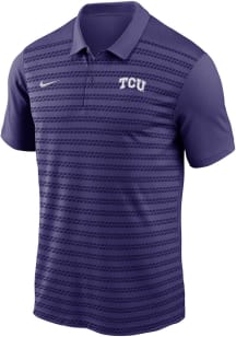 Nike TCU Horned Frogs Mens Purple DriFIT Victory Stripe Short Sleeve Polo