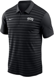 Nike TCU Horned Frogs Mens Black DriFIT Victory Stripe Short Sleeve Polo