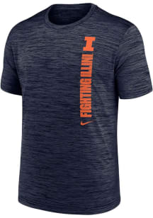 Illinois Fighting Illini Navy Blue Nike Team Issue Velocity Short Sleeve T Shirt