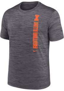 Nike Illinois Fighting Illini Grey Team Issue Velocity Short Sleeve T Shirt