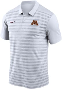 Mens Minnesota Golden Gophers White Nike DriFIT Victory Stripe Short Sleeve Polo Shirt