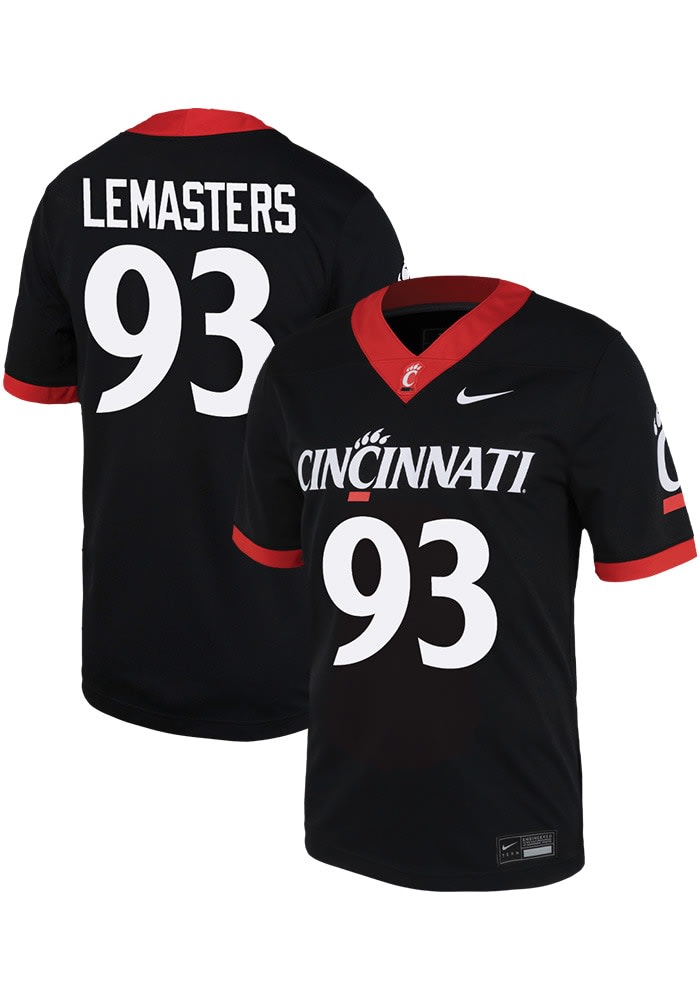 Max Lemasters Mens BLACK Cincinnati Bearcats Game Name And Number