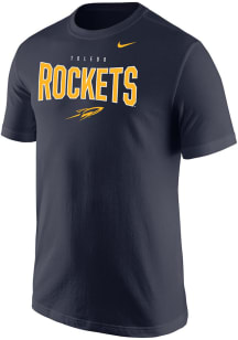 Nike Toledo Rockets Navy Blue Bowtie over mascot Short Sleeve T Shirt