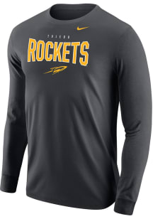 Nike Toledo Rockets Charcoal Bowtie over mascot Long Sleeve T Shirt