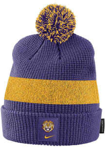 Nike LSU Tigers Purple Sideline Pom Beanie Mens Knit Hat