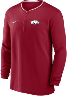 Nike Arkansas Razorbacks Mens Crimson Sideline DriFIT Half Zip Gameday Long Sleeve Qtr Zip Pullo..