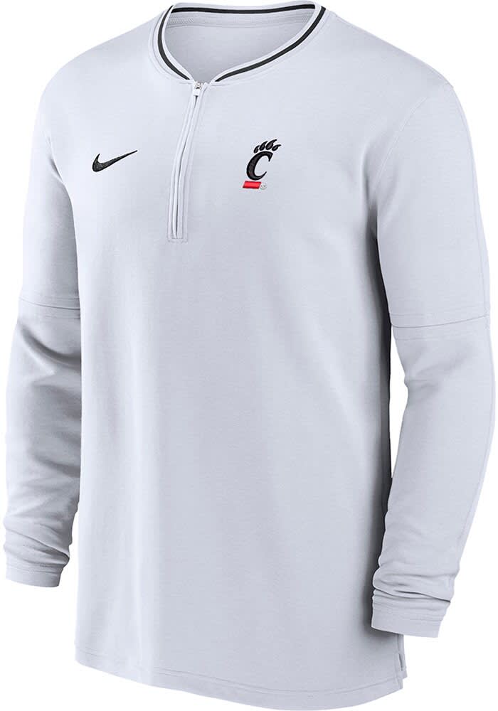 Nike Mens WHITE Cincinnati Bearcats Sideline DriFIT Half Zip
