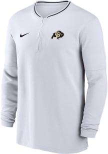 Nike Colorado Buffaloes Mens White Sideline DriFIT Half Zip Gameday Long Sleeve Qtr Zip Pullover