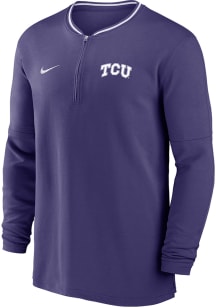 Nike TCU Horned Frogs Mens Purple Sideline DriFIT Half Zip Gameday Long Sleeve 1/4 Zip Pullover