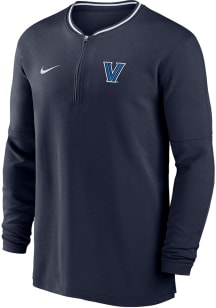 Nike Villanova Wildcats Mens Navy Blue Sideline DriFIT Half Zip Gameday Long Sleeve Qtr Zip Pullov..