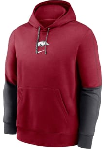 Nike Arkansas Razorbacks Mens Crimson Sideline Club Fleece Gameday Long Sleeve Hoodie