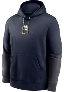 Nike Marquette Golden Eagles Mens Navy Blue Sideline Club Fleece Gameday Long Sleeve Hoodie