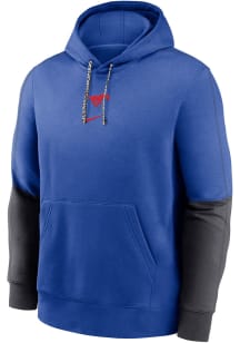 Nike SMU Mustangs Mens Blue Sideline Club Fleece Gameday Long Sleeve Hoodie